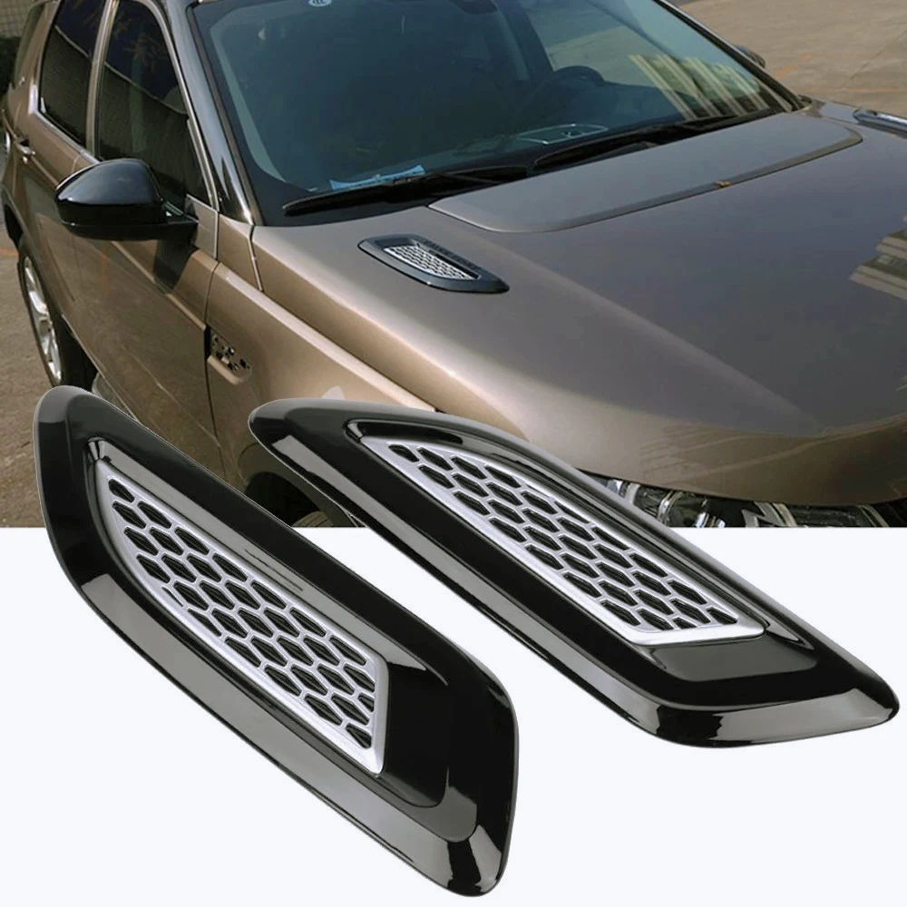 ZZ-2Pcs/Set Car Exterior Hood Air Vent Outlet Wing Cover Trim for Land Rover Range Rover Sport Evoque Discovery 4 Freelander 2