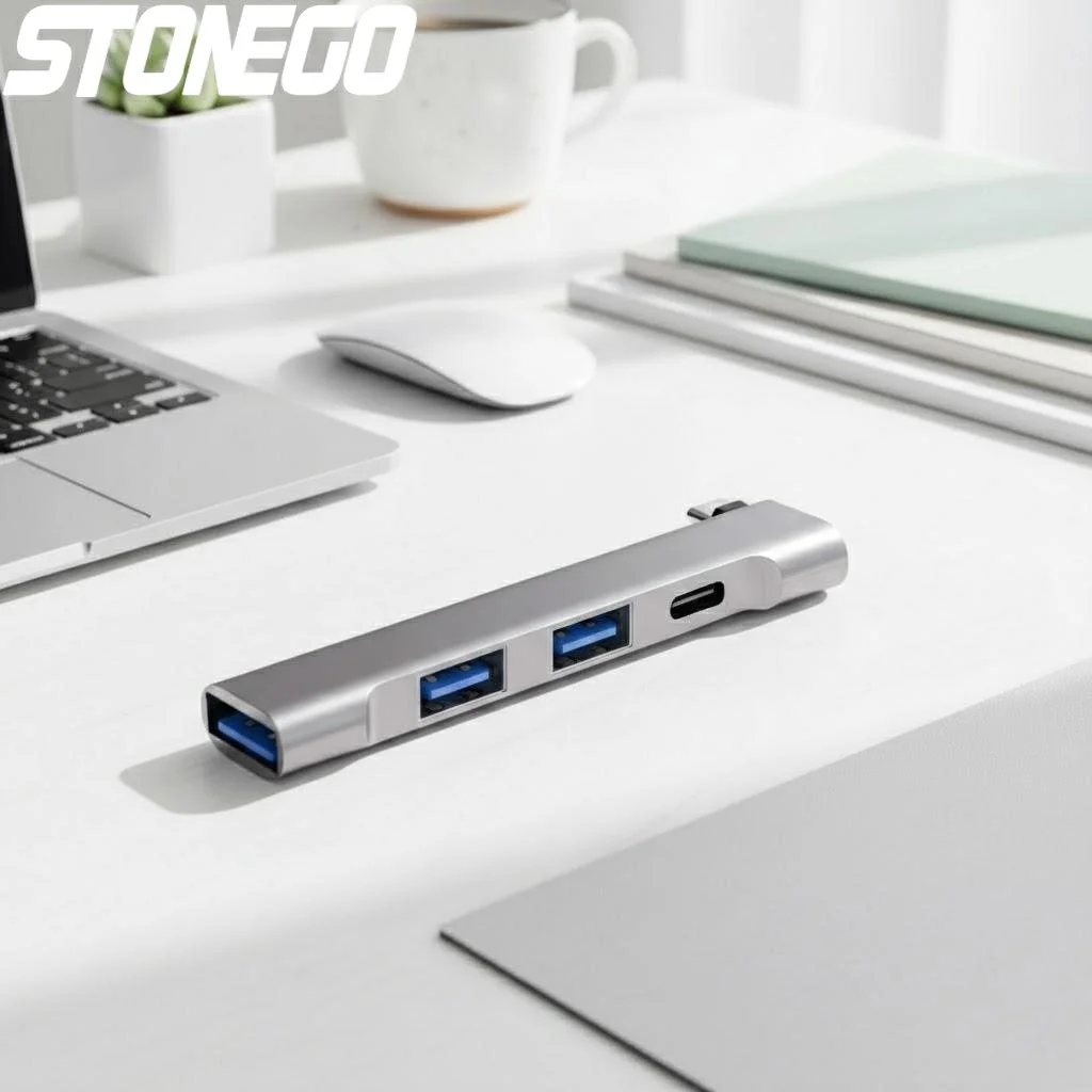 

USB 3.0 4-портовый хаб Type-C 60W с быстрой зарядкой, портативный адаптер-док для ноутбуков и MacBook, Plug and Play