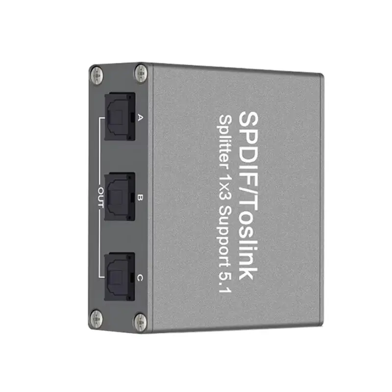 A13E-SPDIF Digital Audio Splitter 1X3 Toslink Optical 3 Way Adapter Suppoort LPCM 2.0 DTS Dolby-AC3 For PS4/TV//Amplifier