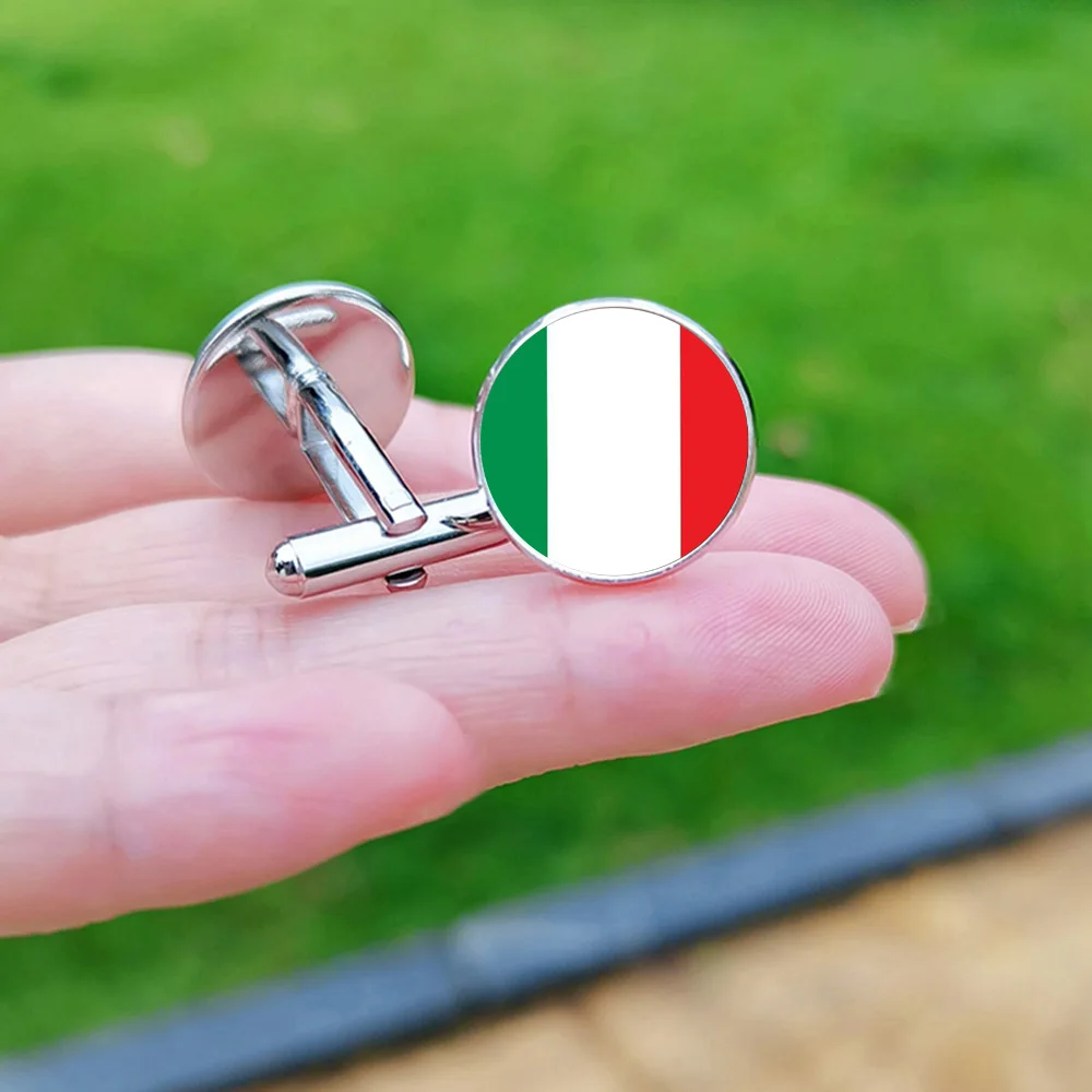 New Flag Glass Cufflinks for Men Decoration National Emblem Spain Turkey Venezuela Canada France Spain Brazil USA Cuff Buttons