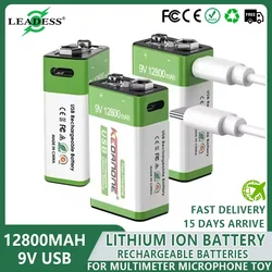 1-20pcs 9V Rechargeable Battery 12800mAh 9V Li-Ion Lithium Battery for Multimeter Microphone Toy Remote Control Electric Guitar