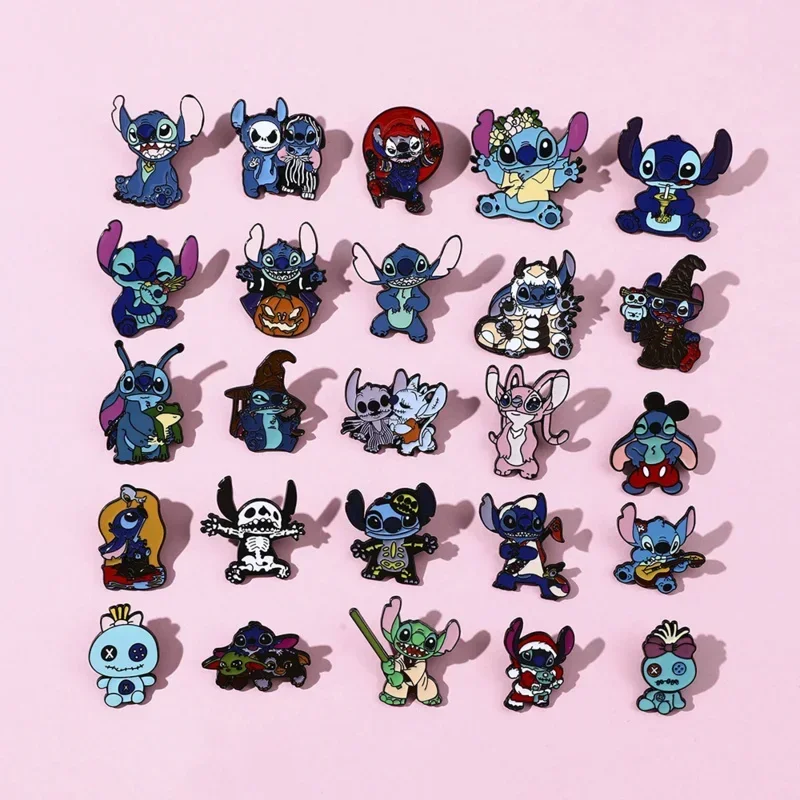 25pcs Lilo and Stitch Enamel Pins Cartoon Stitch Badge for Backpack Disney Brooches for Kids Gift Women Fashion Accessories