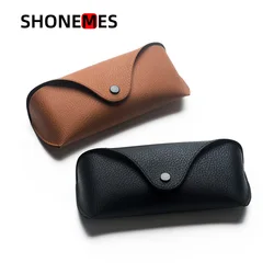 Shonemes Klassieke Graan Zonnebrillenkokers Vintage Zacht Leren Brillenkoker Zwart Bruin Brillendoos