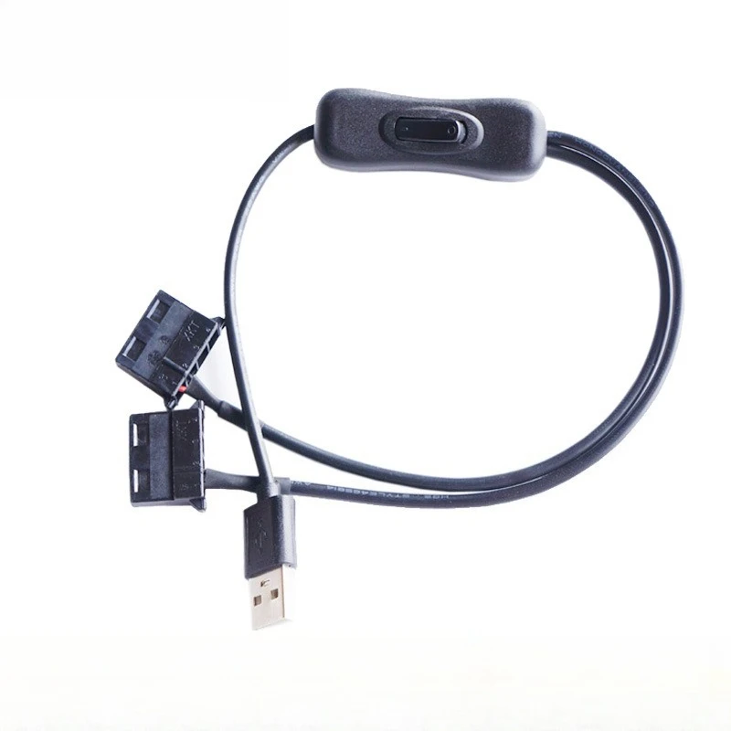 USB to 4Pin Fan Cable with Switch, 5V USB 1 to 2 Splitter Cord for PC Case Cooling Fans