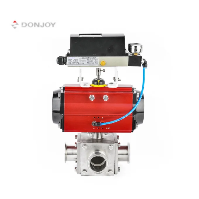 DONJOY SS304 316L Pneumatic food grade ball valve three way ball valve stainless steel ball valve