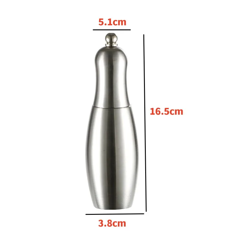 304 Stainless Steel Salt and Pepper Grinder Bowling style Pepper Mill Ceramic Core Grinding Western Restaurant Seasoning Bottle