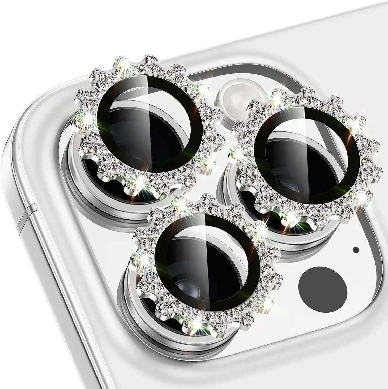 3D Metal Gear Design Diamond Camera Lens Glass Protector
