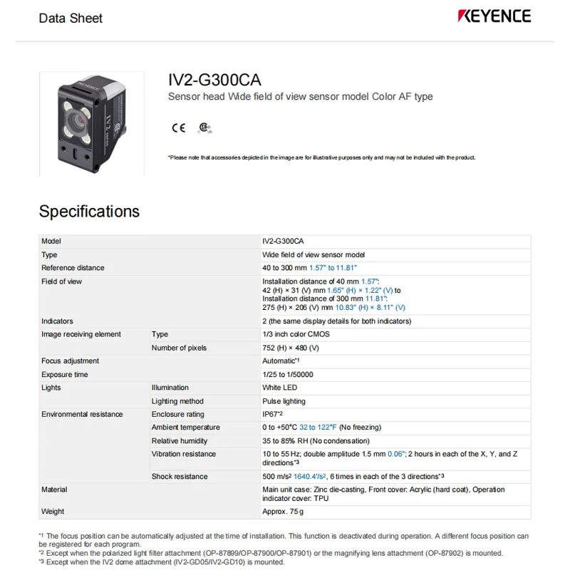 Nuovissimo sensore di riconoscimento delle immagini a colori KEYENCE originale al IV2-G300CA, magazzino