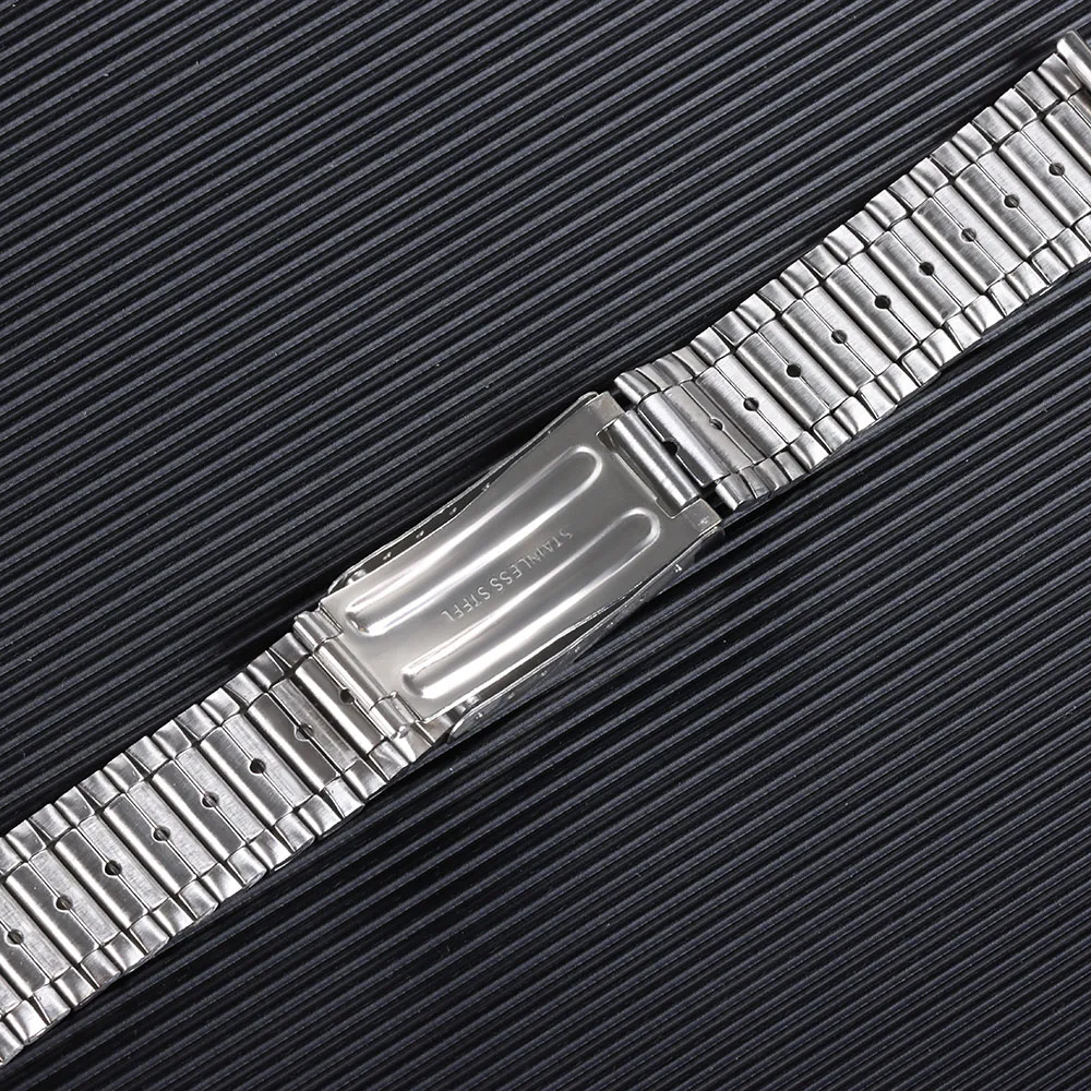 الفولاذ المقاوم للصدأ حزام (استيك) ساعة 12 مللي متر 14 مللي متر 18 مللي متر 20 مللي متر سوار معدني للطي مشبك العالمي حزام ساعة اليد الفضة الذهب للرجال النساء