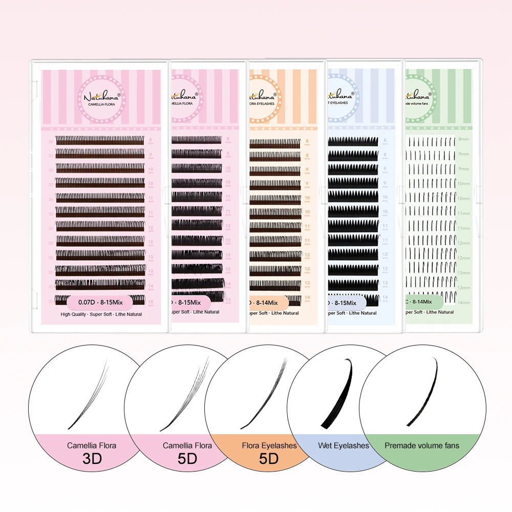 NATUHANA 5D Wispy Premade Russian Volume Fans Spiky Fairy Flower Faux Mink Eyelash Extension Individual False Lashes image 6