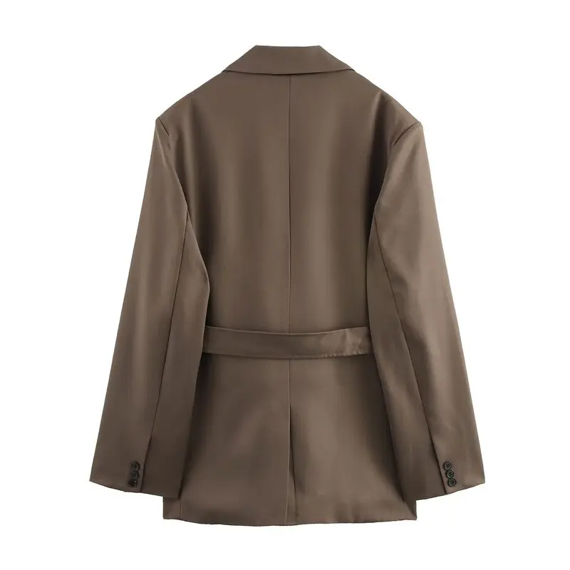Printemps 2025 femmes décontracté jambe droite longue Sve costume Jaet avec ceinture nouveauté polyvalent Sle longueur régulière