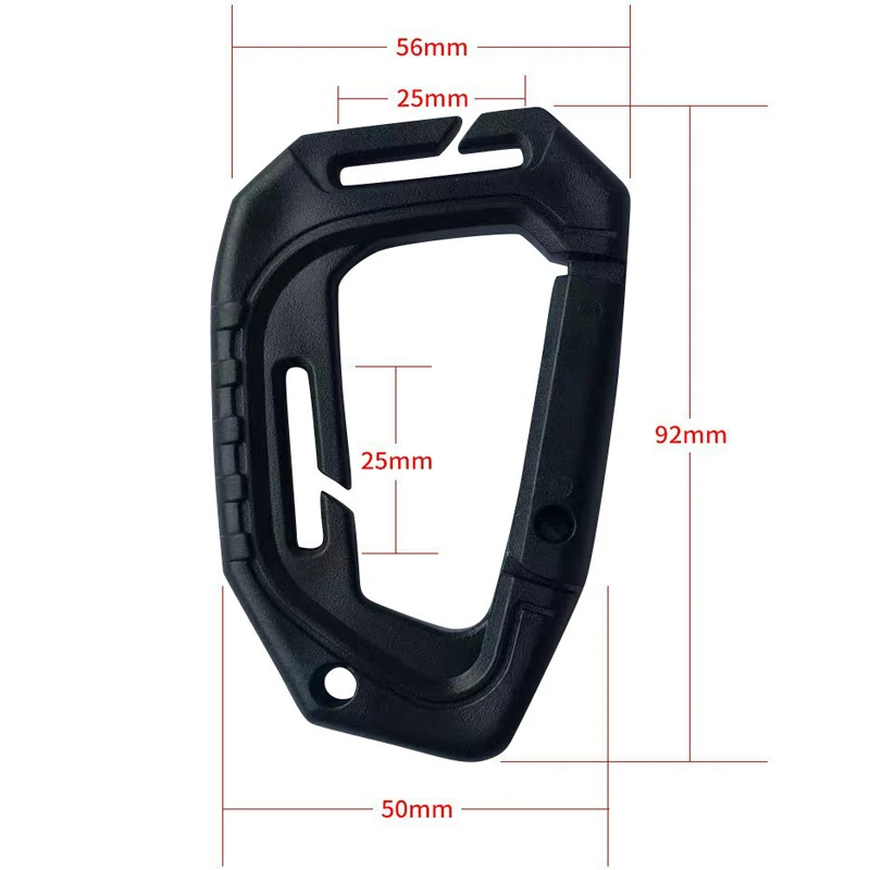 Military Plastic Tactical Carabiners - Multi Purpose Carabiner Clip Tactical D Ring - Plastic D-Clips Pack of 5