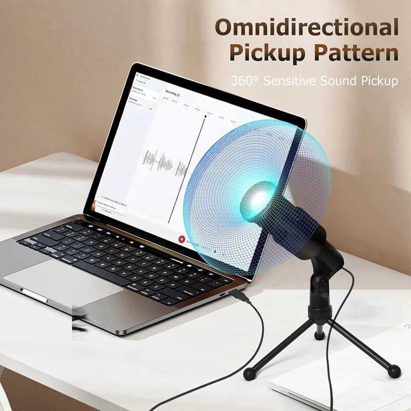 PC USB Microphone, Podcast Condenser Microphone With Foldable Tripod For Streaming, Gaming, Podcasting, Recording,Laptop Durable image 2