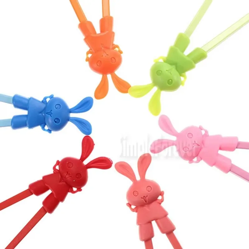 NIEUW 100 paar kinderen kind beginner gemakkelijk leuk leren training helper konijntje rubberen plastic eetstokjes