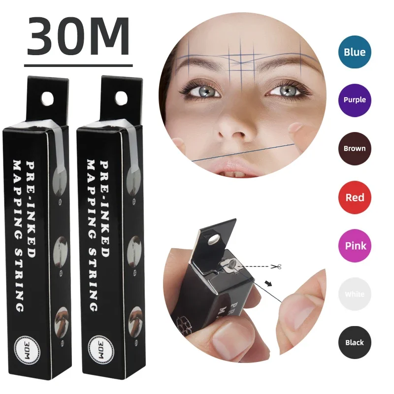 7color Microblading Mapping Pre-Ink String 30M  for Makeup Eyebrow Dyeing Linen Thread Semi Permanent Positioning Measure Tool
