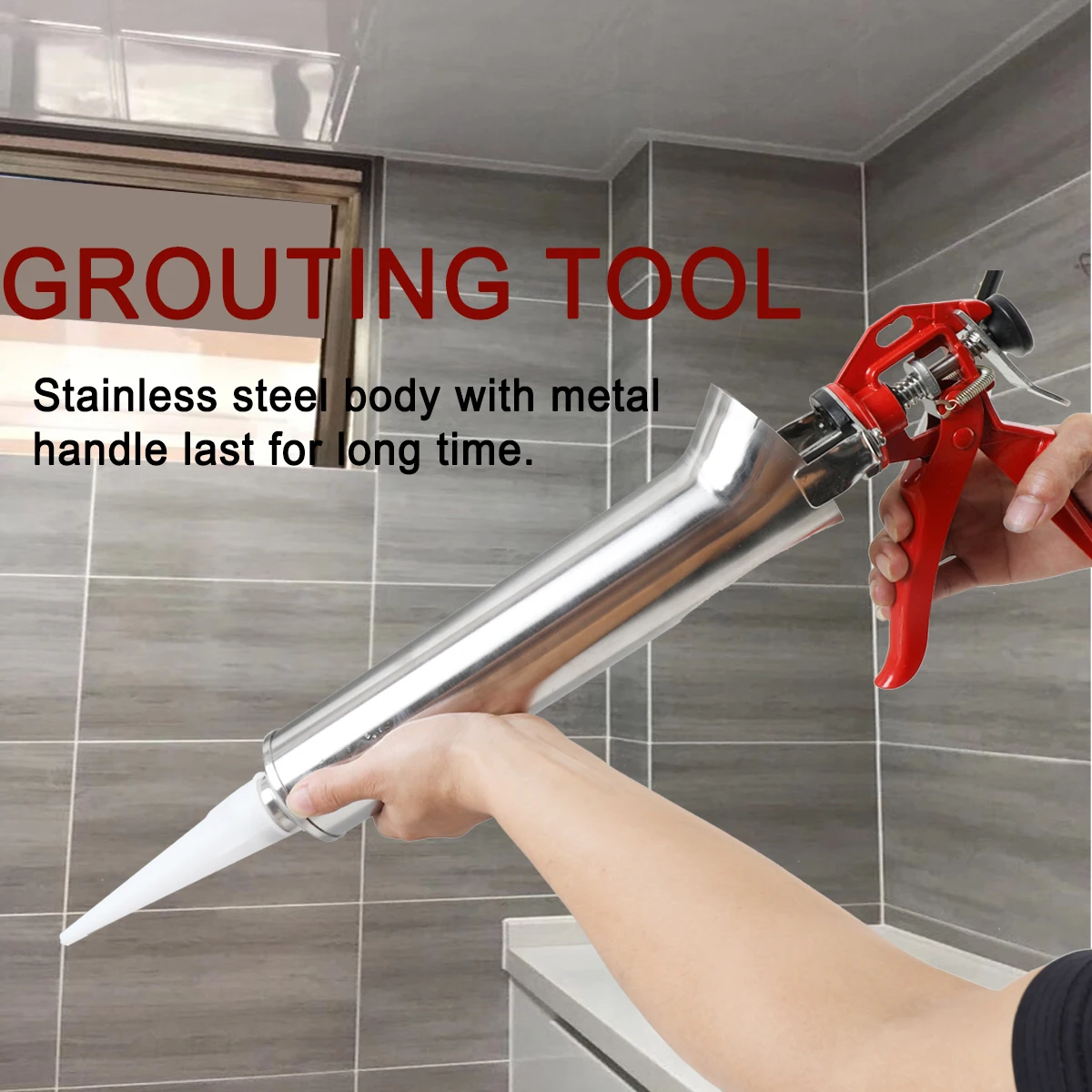 Stainless Steel Mortar Spot Grouting Gun Sprayer Grouting Mortar Sprayer Applicator Tool Cement Lime Wall Joint Guns