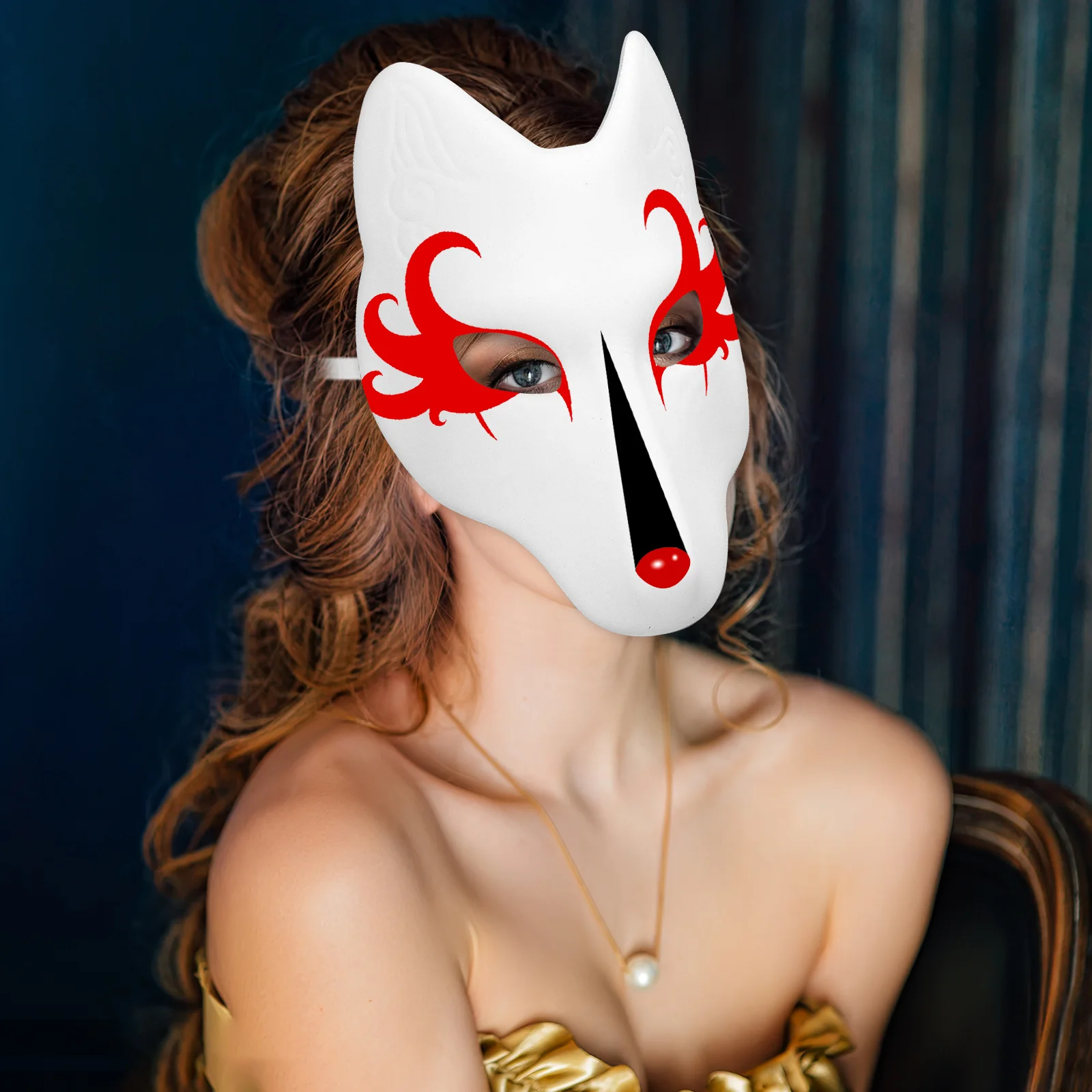 Blanco vosmasker Premium DIY Craft wit dierengezicht met elastische band voor cosplay Halloween Party maskeradekostuum