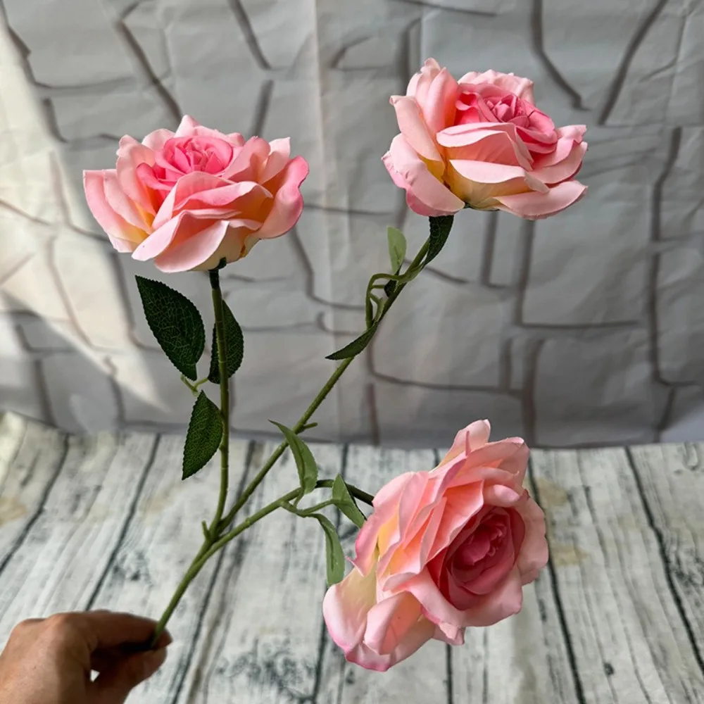 

Flower Arrangement Decoration Simulation 3 Head Rose Crafts Home Garden Ornaments Simulated Flowers Bouquet DIY Accessories