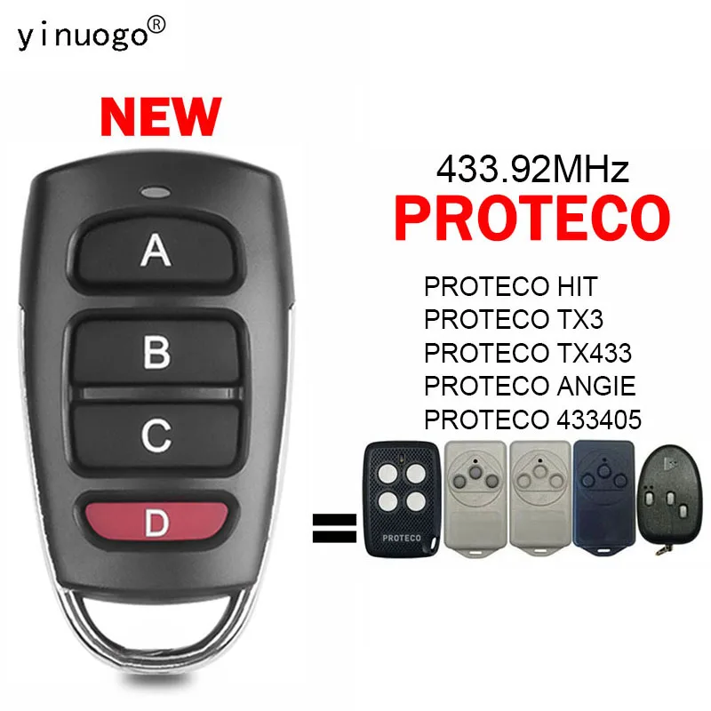 PROTECO Compatible TX433/PTX433 405/PTX433 AZUL/TX3/HIT Garage Door Remote Transmitter 433MHz Fixed Code