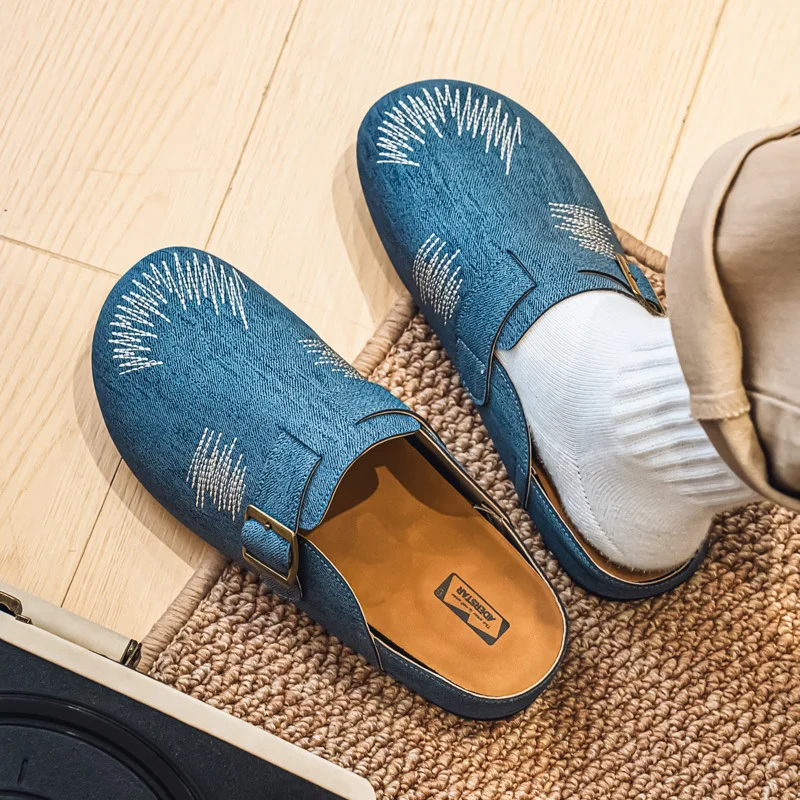 Slippers 2026 new Boken slippers niche Mango head low top half drag one foot board shoes men