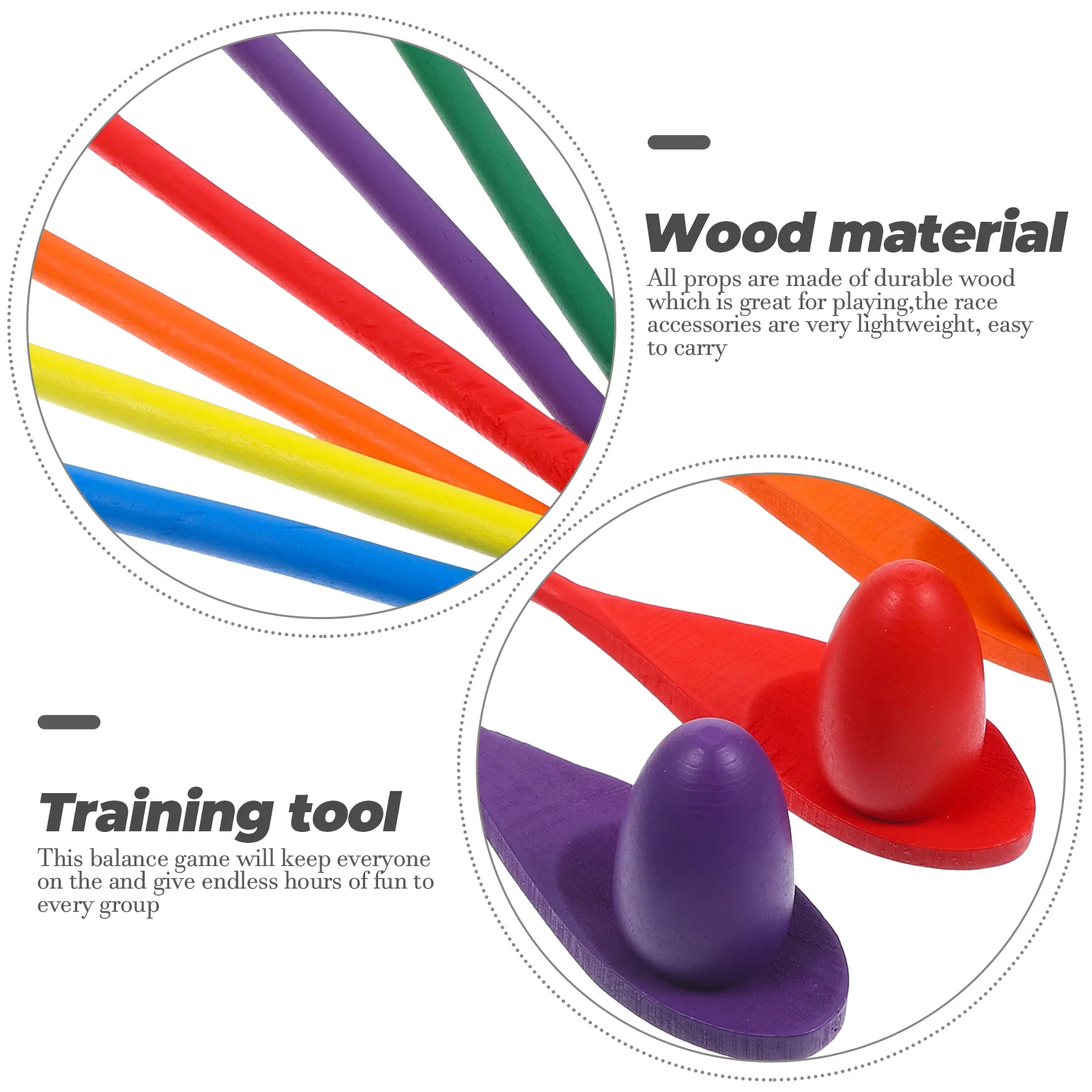 

6 Pcs Kids Gifts Wooden Eggs Outdoor Playing Toy Balancing Games Training Tool Sensory Race Spoons Child