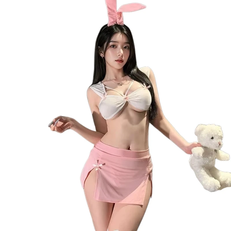 

Anime Game Women Sexy Pink Butt Baring Skirt Anime Bunny Girl Sleepwear Role Playing Costume Party Nightclub Performance Clothes