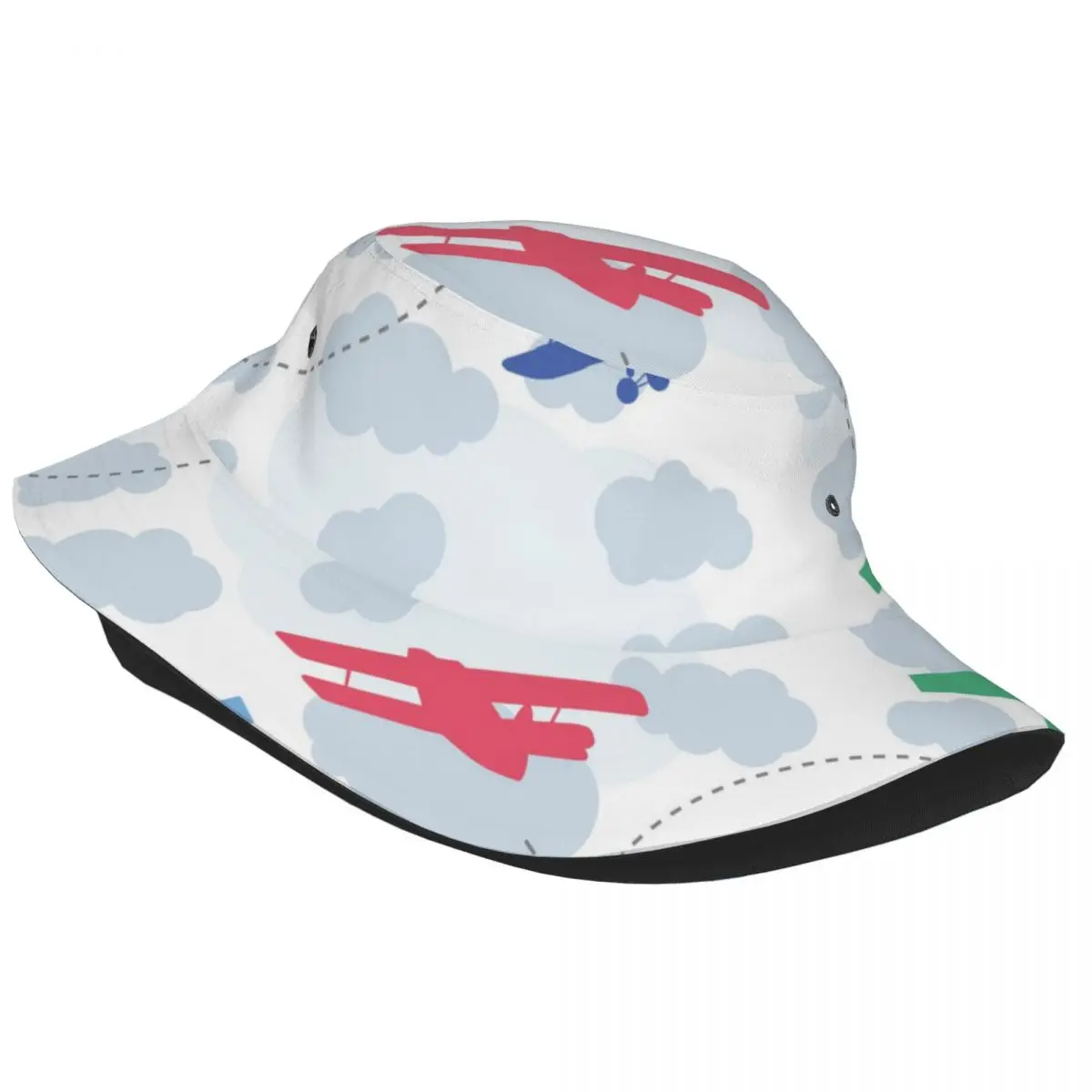 Bucket Hat Fisherman Cap For Women Men Gorras Summer Cute Airplanes In The Clouds