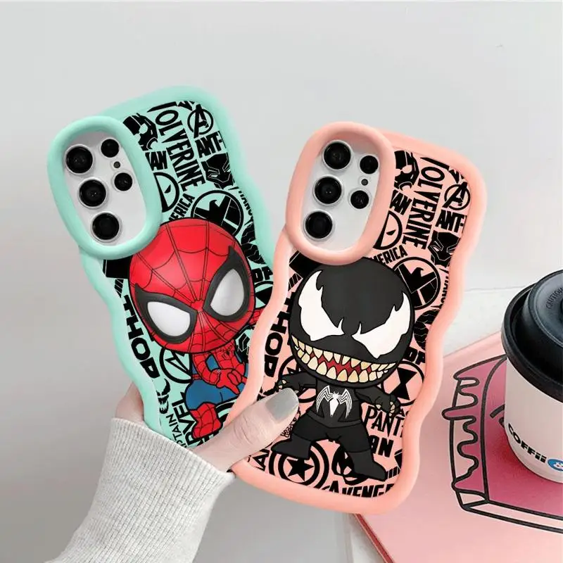 Marvel Sipider Man Venom Case for Samsung Galaxy S22 S23 Ultra A73 A53 A54 S20 S21 FE A24 A55 A33 A32 A23 A25 Soft Cover