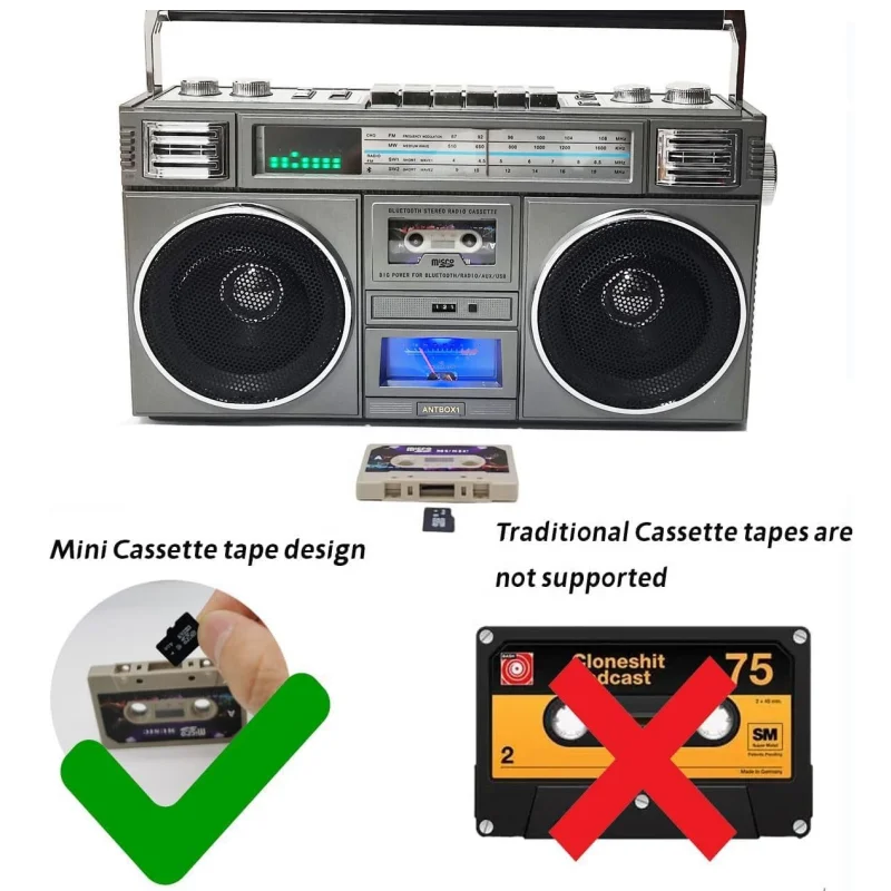 Retro wireless Bluetooth speaker FM radio stereo high-quality high-power subwoofer Insert card sound system caixa de som Boombox