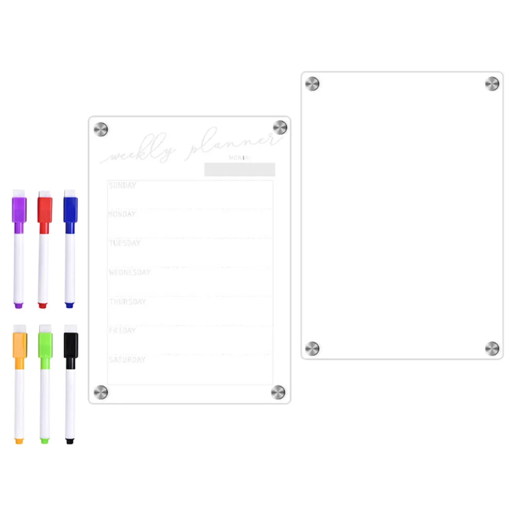 

1 Set Acrylic Magnetic Board Weekly Write Board Calendar Board Fridge Dry Erase Board and Markers acrylic magnetic dry erase boa