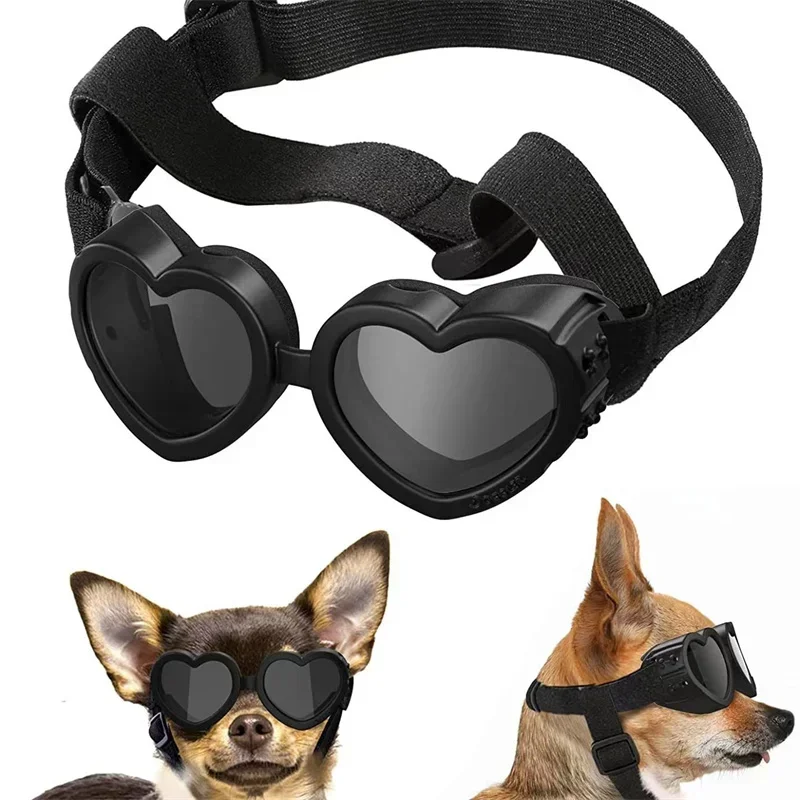 2024 New Pet Glasses Sunscreen UV Protection Love Shape Sunglasses Adjustable Waterproof Dog Goggles Pet Supplies Shooting Props