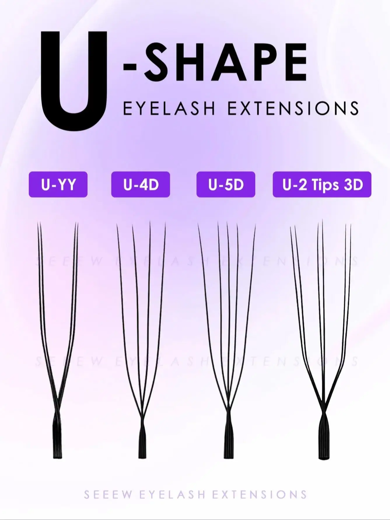 SEEDEW 3D/4D/5D U-förmige Wimpernverlängerung Premium Künstliche Wimpern Weiche Wimpernbüschel Make-up