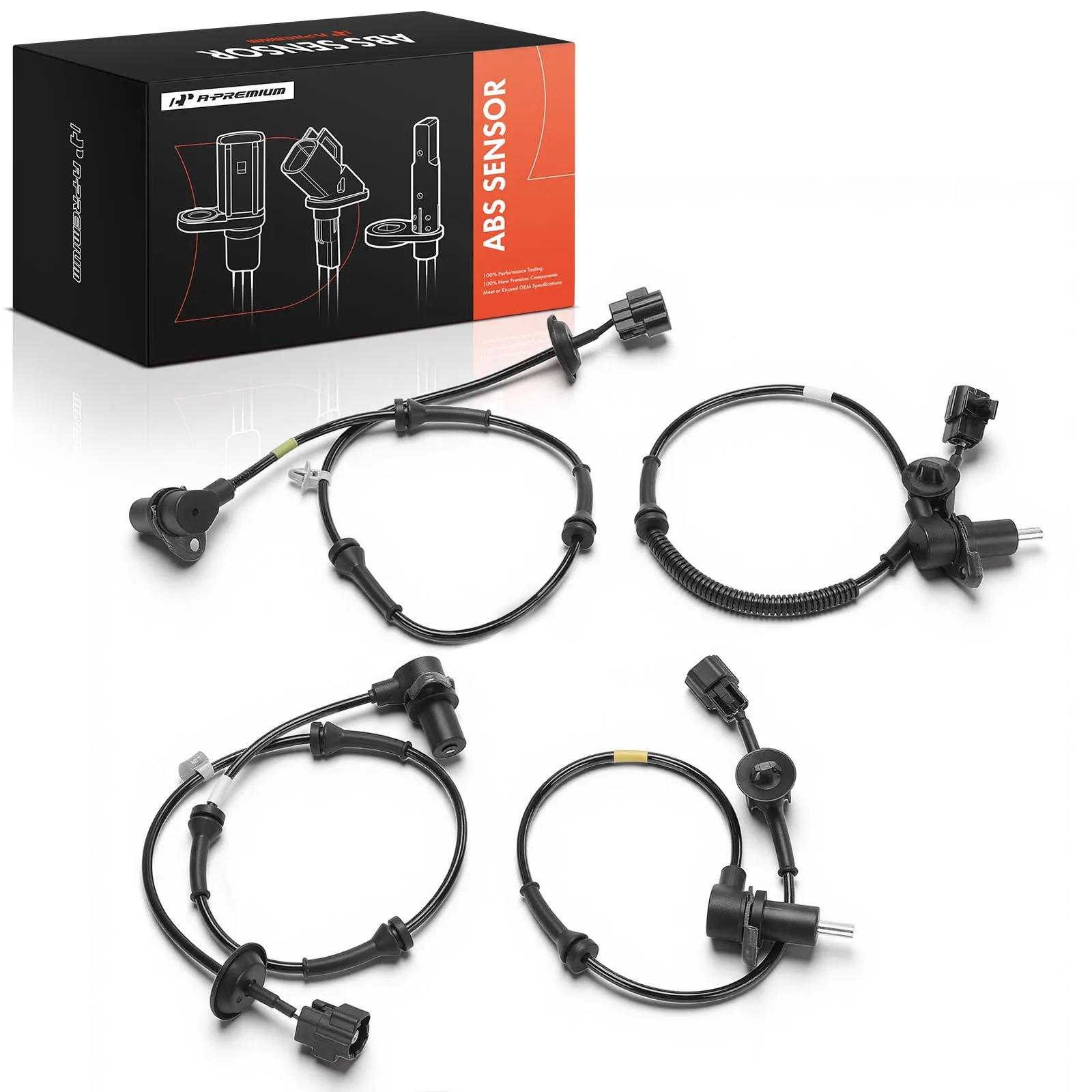 A-Premium 4Pcs Front & Rear Side(Driver & Passenger Side) ABS Wheel Speed Sensor for Chevrolet Aveo 2004-2011 Pontiac G3 2010