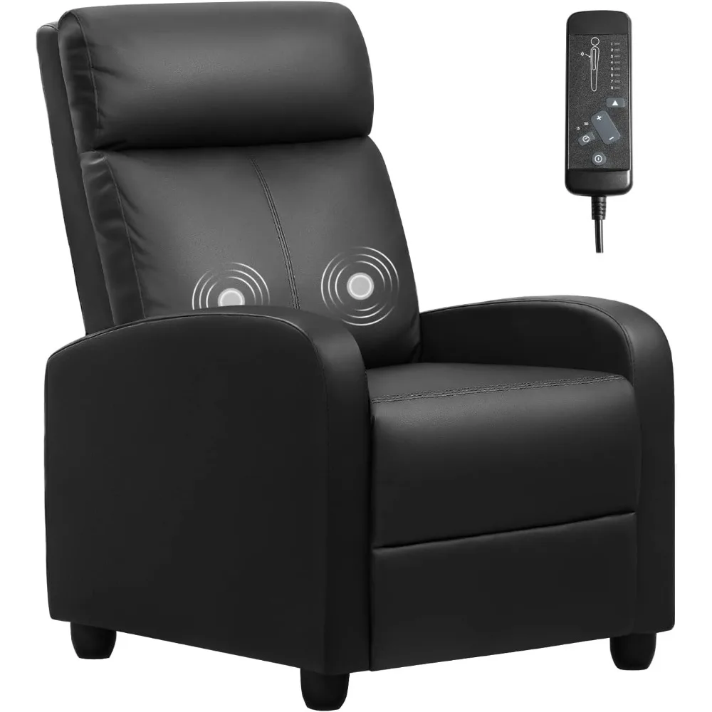 Adjustable PU Leather Massage Recliner Chair for Living Room and Home Theater: Modern Winback Single Seating