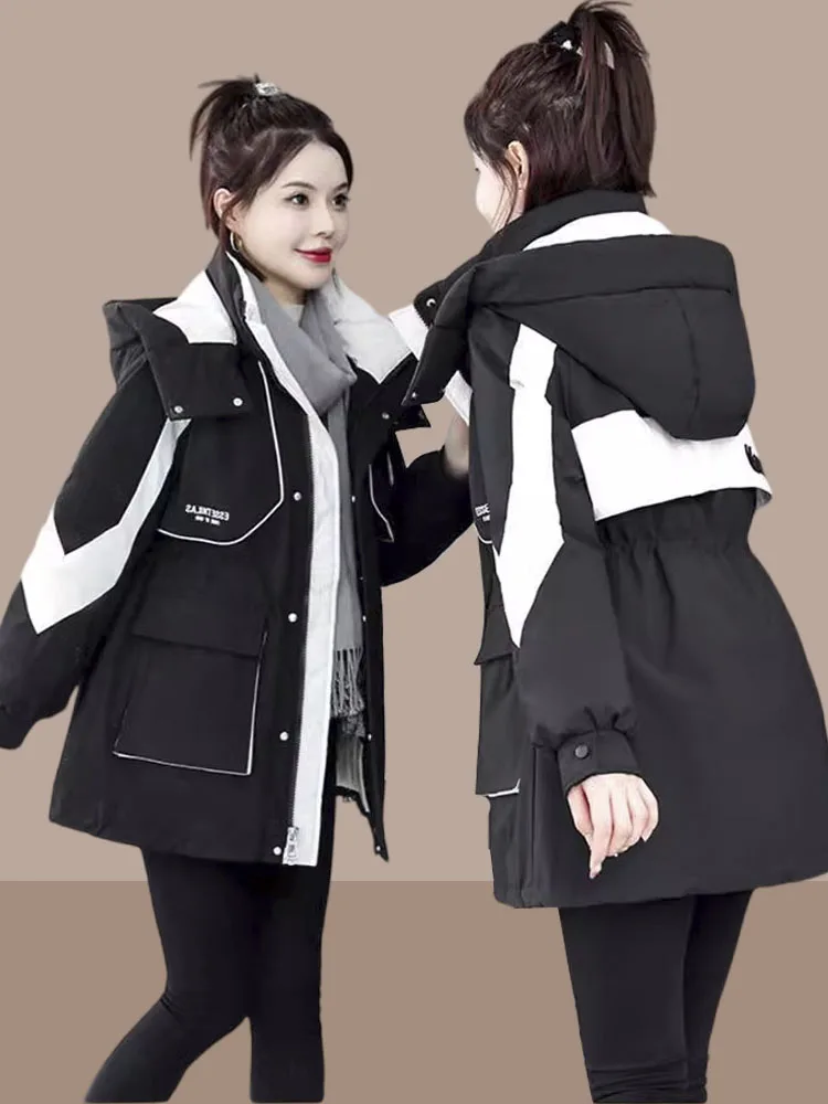 

Женская зимняя утепленная хлопковая куртка-парка оверсайз, рабочая одежда, повседневная удобная верхняя одежда больших размеров