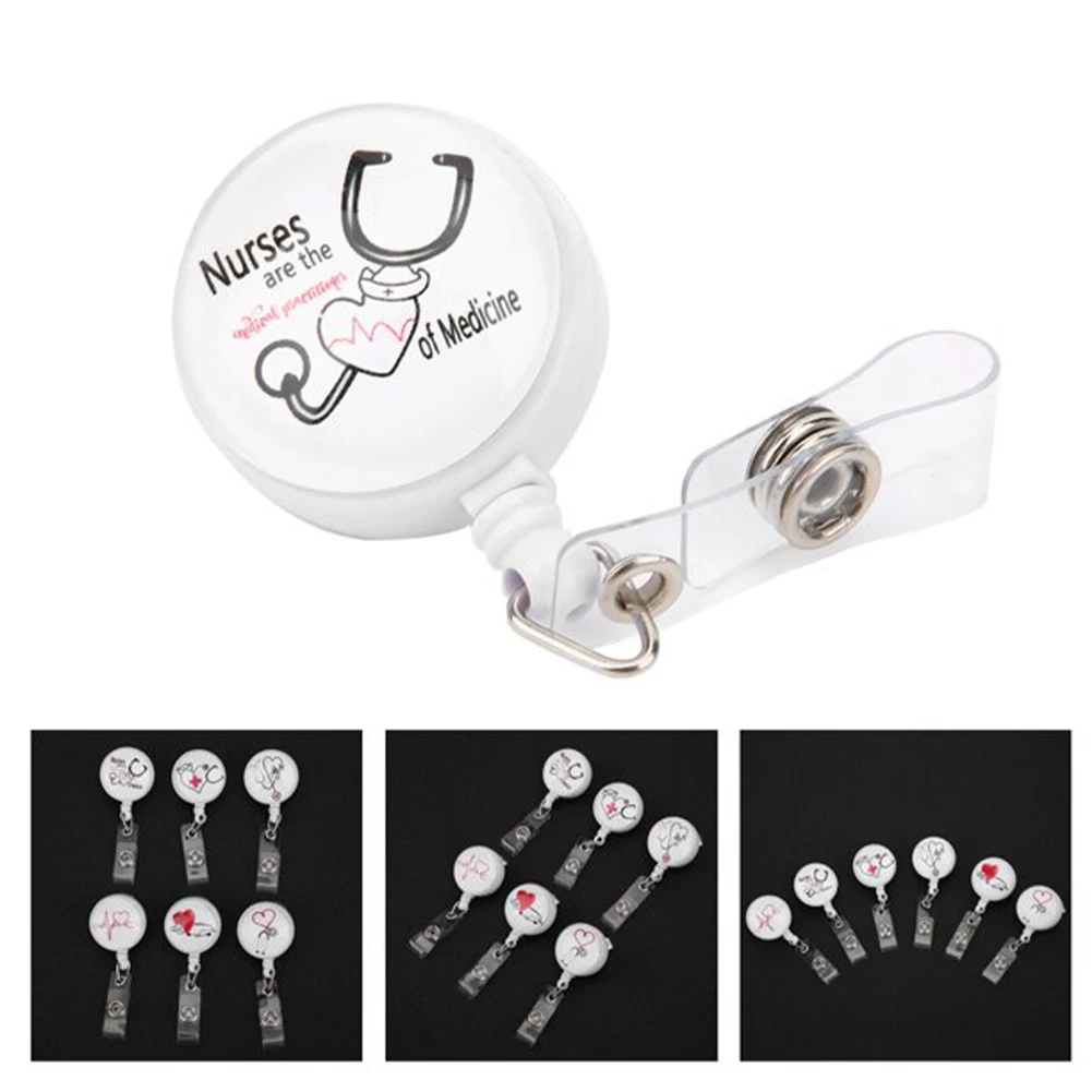 لطيف مكتب عامل شارة بكرة مع التمساح كليب ، المحمولة مكافحة خسر ، تدوير الملحقات ، ممرضة هدية ، المعلم ، 6 قطعة