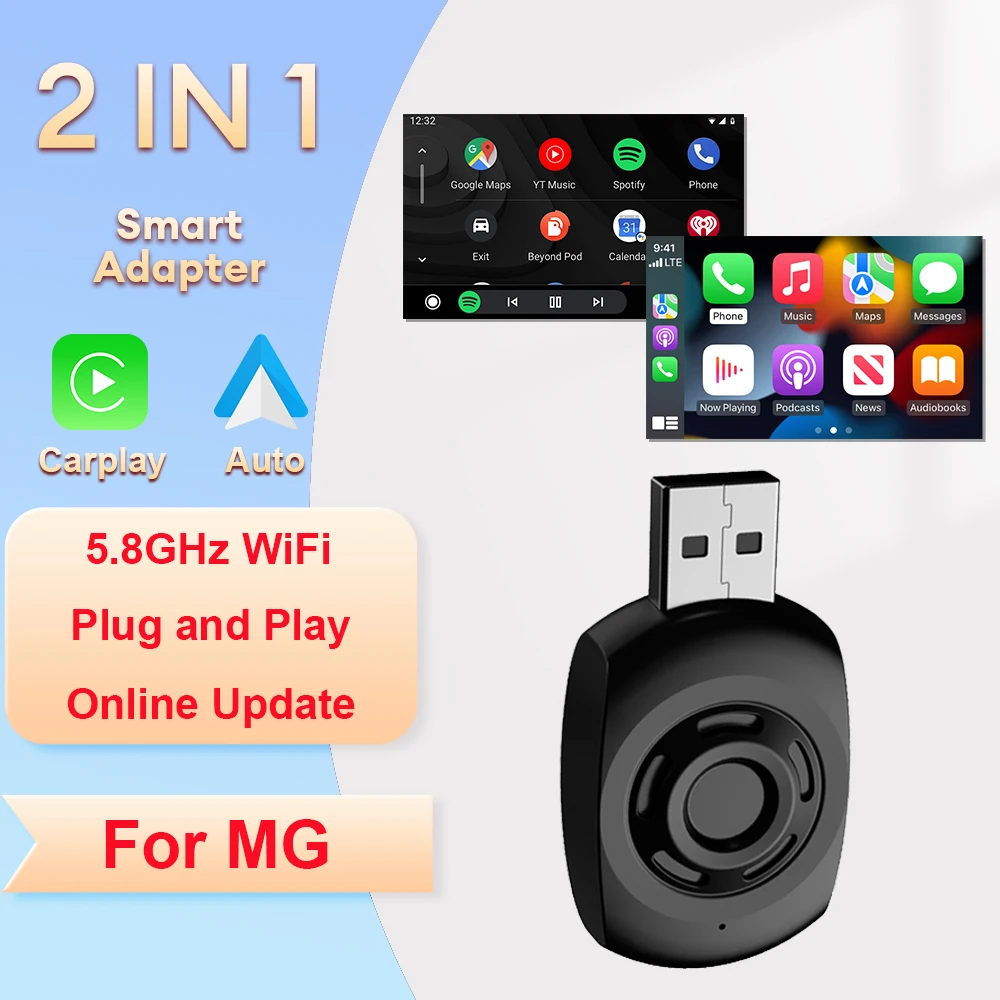 

Acodo Wireless Android Auto Carplay Adapter 2 In 1 AI Box Car Wired To Wireless For MG ZS EV MULAN MG4 MG5 EHS MARVEL R MAXUS