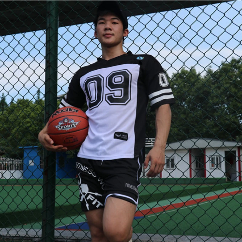 Men\'s Summer Basketball Quick Dry Short Sleeve Shirt Mesh Tee Gym Bodybuilding Fitness Clothing Casual V Neck Oversized T-Shirt