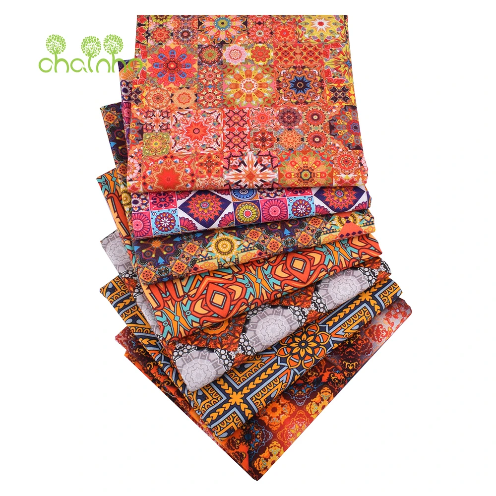 

Chainho,Printed Plain Weave Cotton Fabric,Patchwork Cloth,Handmade DIY Quilting Sewing Material,7 Designs Series,20x25cm,15CD73