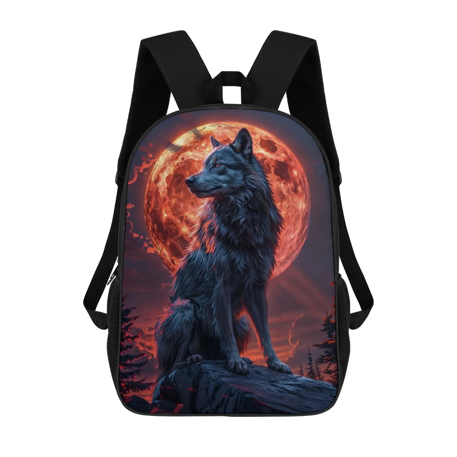 

Lone Wolf and Blood Moon Backpack Printed School Bag 17Inch Child Girl Bag 17 Inch School Backpack Bag