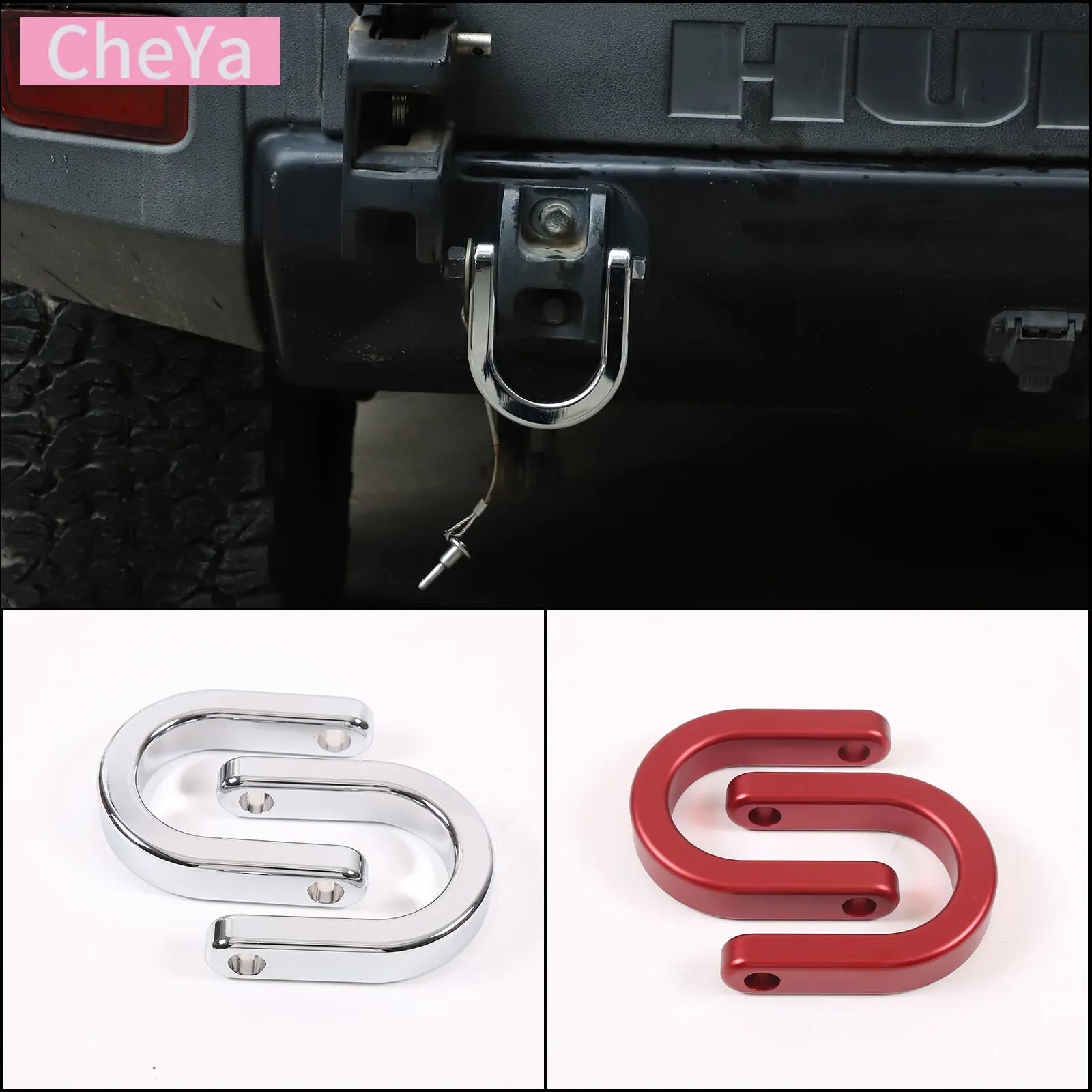 

Aluminum Alloy Red/Bright Light Car Tow Hook Bumper Tow Hook Rear Rrailer Hook Trim for Hummer H2 2003-2009 Replacement Parts