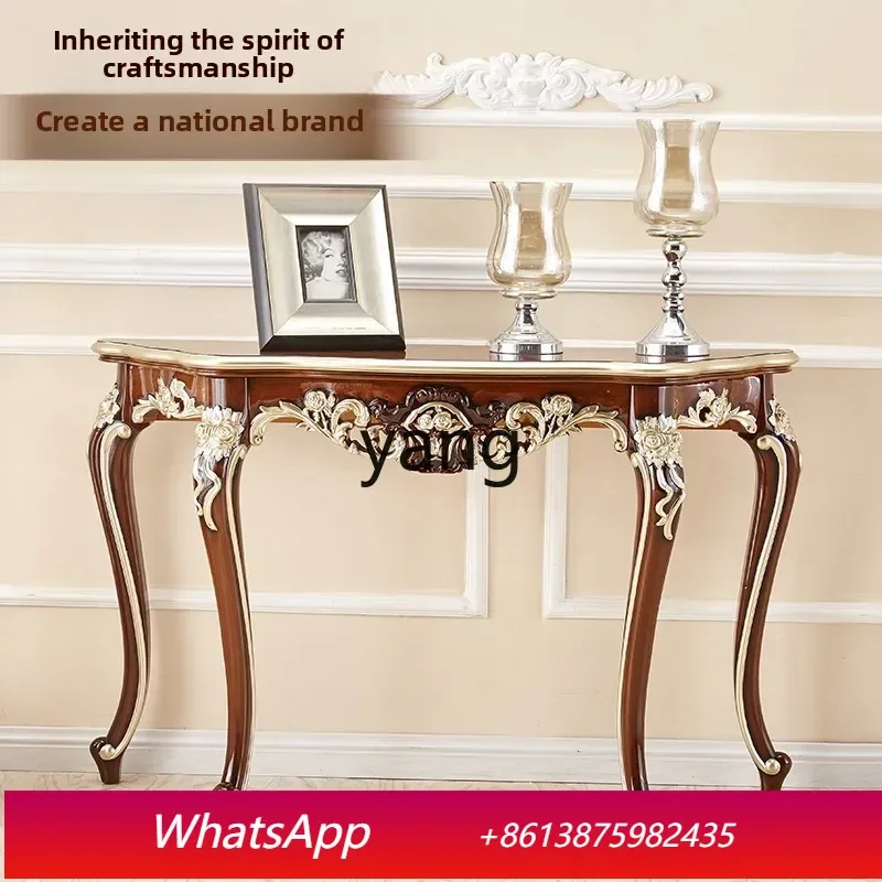 

LH American porch cabinet table against the wall European light luxury style foyer luxury semi-round shelf