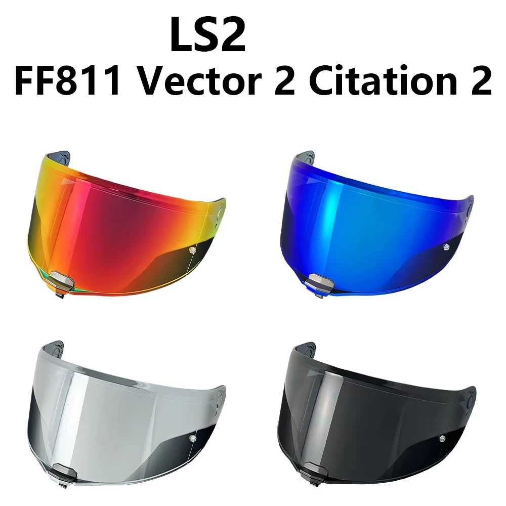 ヘルメットバイザーシールド-ls2-ff811-レンズ-vector-ii、citation-ii-ミラーヘルメットに対応-昼夜兼用ユニバーサルメッキ