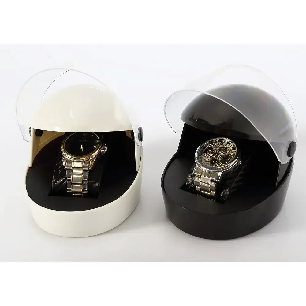 Creative new best-selling helmet-shaped high-end watch storage box, watch display box, jewelry storage box, plastic helmet.