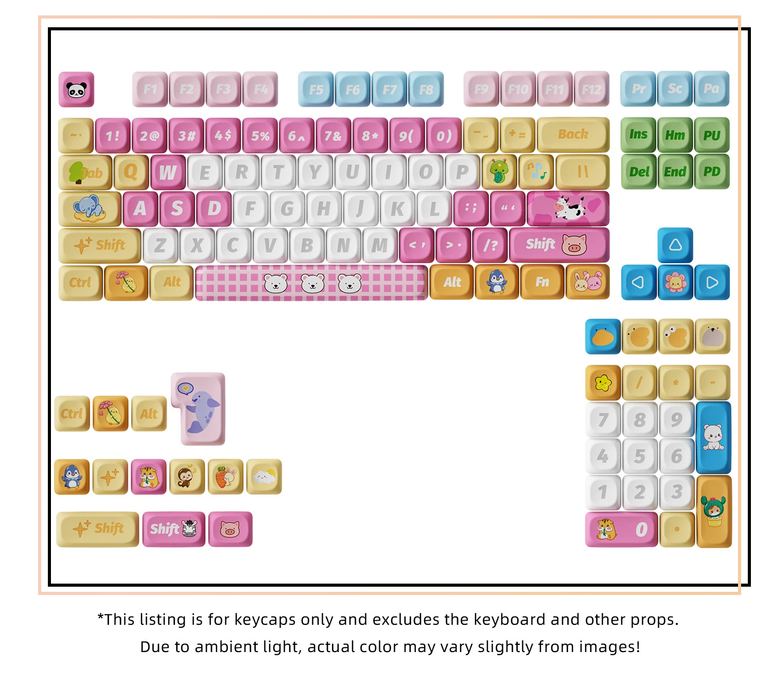 Happy Zoo Keycaps 121 Keys PBT Material MOA Profile DYE-SUB For MX Switch Wooting Mechanical Keyboard Keycaps ISO ANSI Layout 4