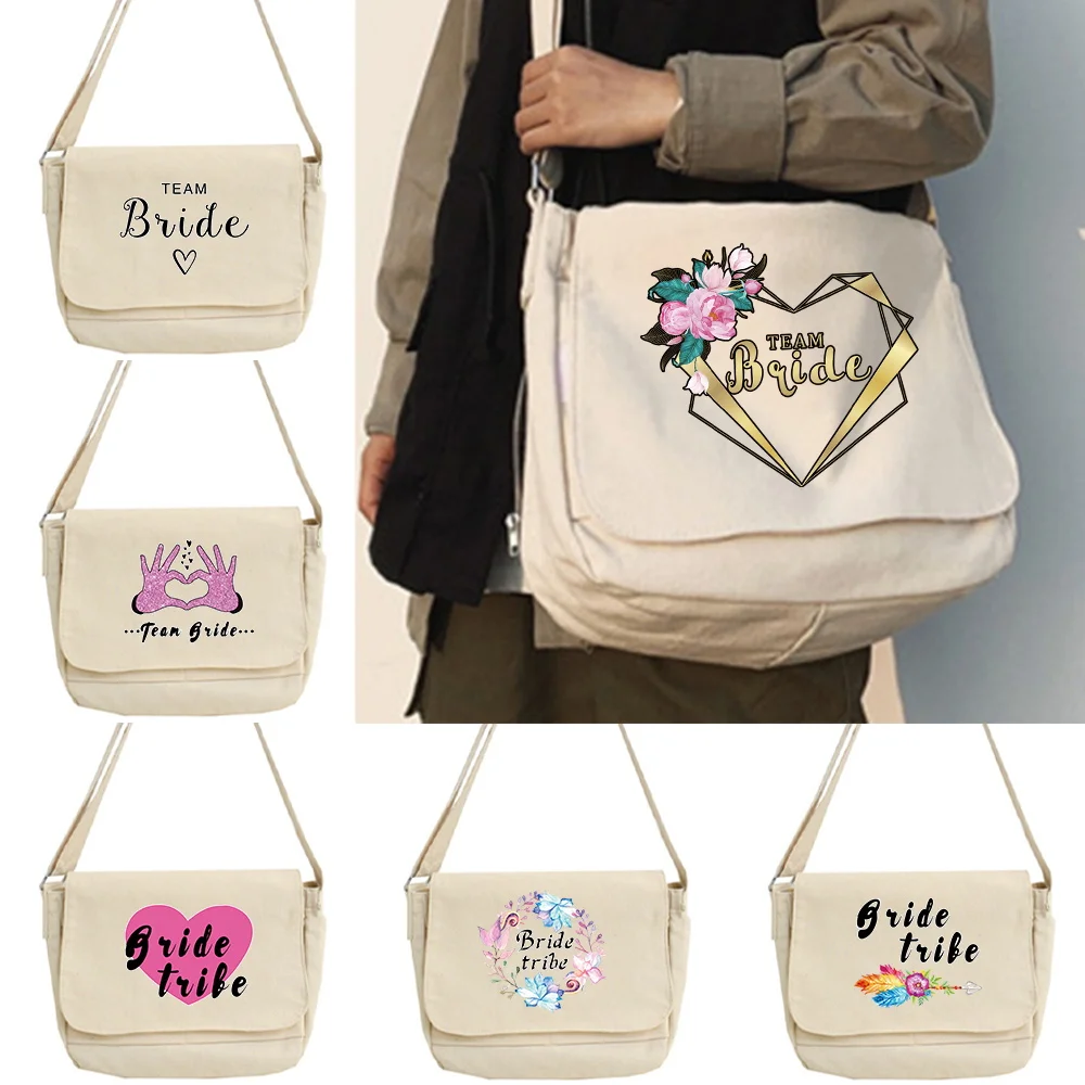 

Женские школьные сумки-мессенджеры для женщин, вместительные, на плечо, дизайнерская женская сумка, с принтом «Невеста», повседневная, из холста, женская сумка