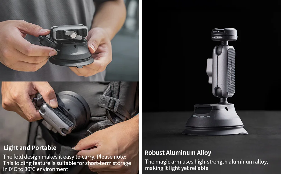 PGYTECH CapLock Saugnapf Autohalterung 360° ° Rotation für DJI OSMO Action POCKET 3 Gopro 12 10 9 mit 1/4 Standardadapter – Detail 7