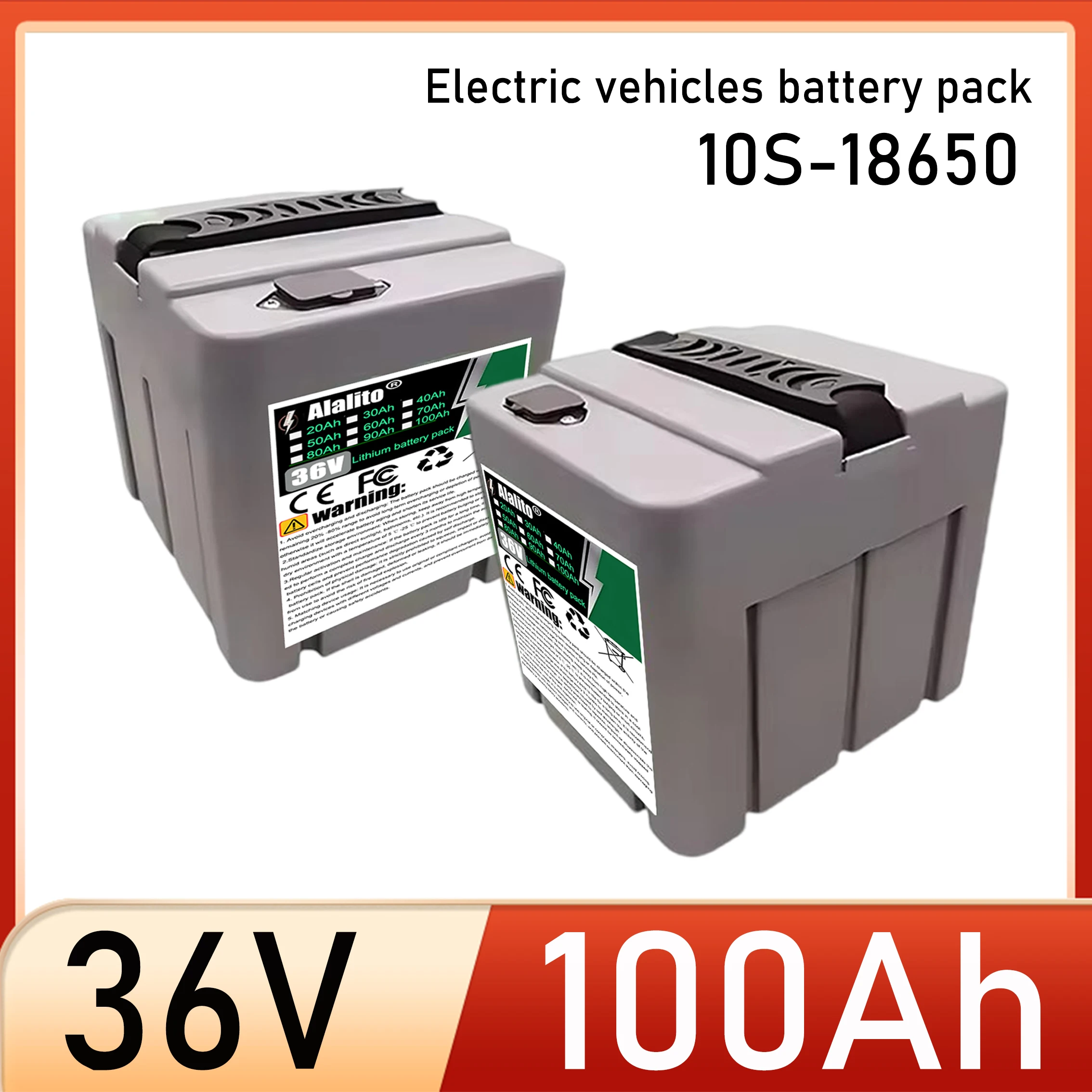 Batería de litio de 36V 20Ah-100Ah, apta para equipos con motor de 250-2000W, envío aéreo exprés