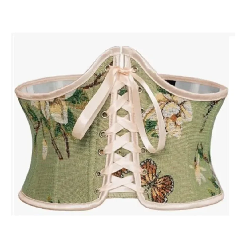 

Halloween Medieval Flower Waist Seal Short Torso Floral Printed Underbust Corset & Bustier Waist Cincher Belt Shapewear