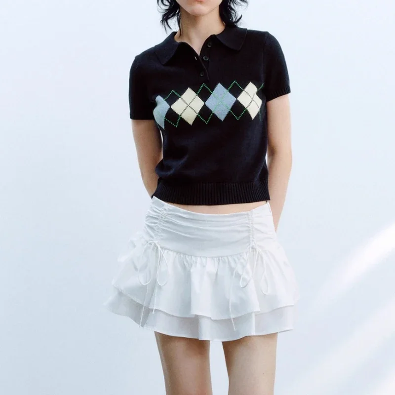 Top lavorato a maglia maglione da donna 2025 New England plaid gioventù sottile estate maglione da donna moda elegante strada viaggi vacanze top